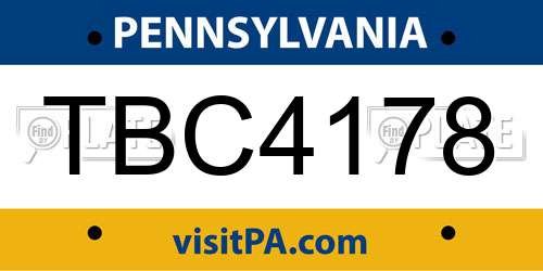 TBC4178 Pennsylvania License Plate