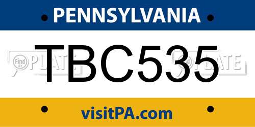 TBC535 Pennsylvania License Plate