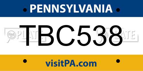 TBC538 Pennsylvania License Plate