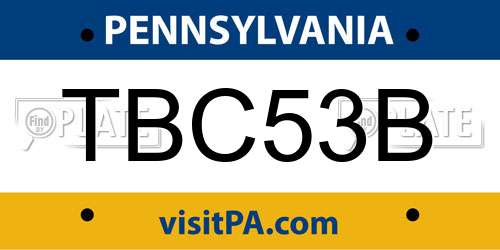TBC53B Pennsylvania License Plate