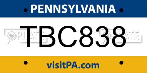 TBC838 Pennsylvania License Plate