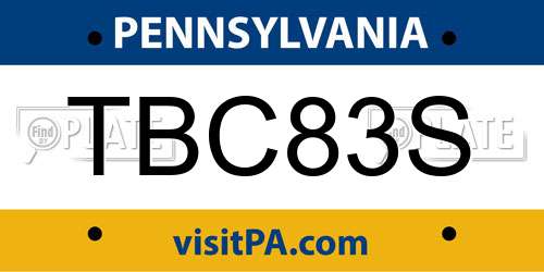 TBC83S Pennsylvania License Plate