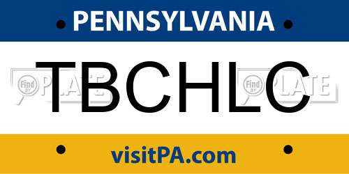TBCHLC Pennsylvania License Plate