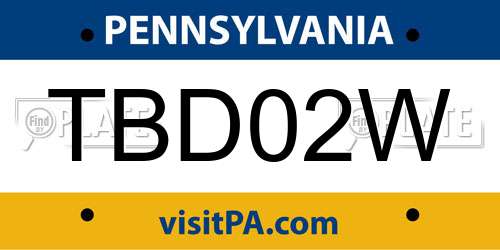 TBD02W Pennsylvania License Plate