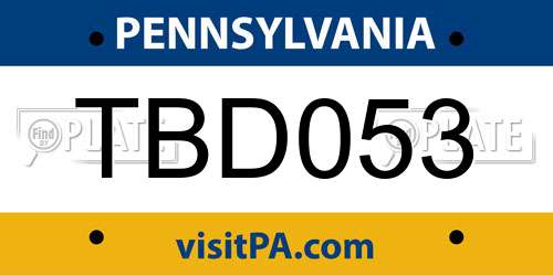 TBD053 Pennsylvania License Plate