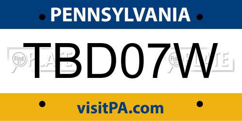 TBD07W Pennsylvania License Plate