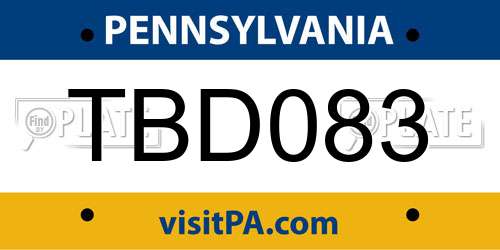 TBD083 Pennsylvania License Plate
