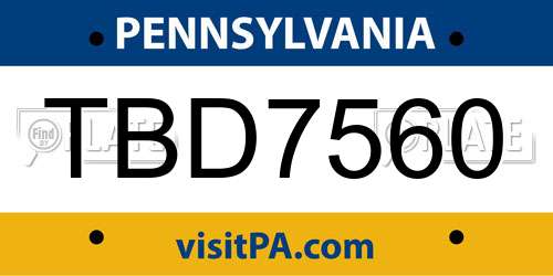 TBD7560 Pennsylvania License Plate