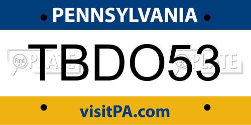 TBDO53 Pennsylvania License Plate