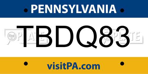 TBDQ83 Pennsylvania License Plate