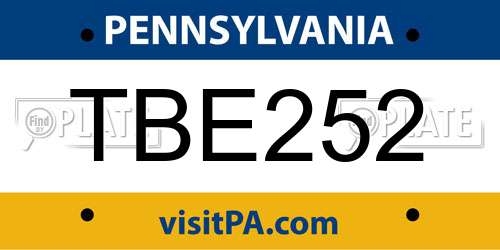TBE252 Pennsylvania License Plate