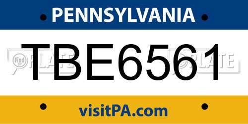 TBE6561 Pennsylvania License Plate