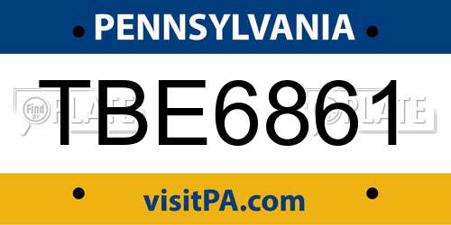 TBE6861 Pennsylvania License Plate
