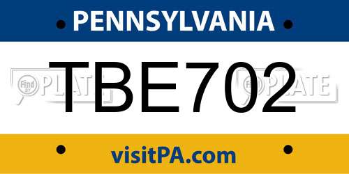 TBE702 Pennsylvania License Plate