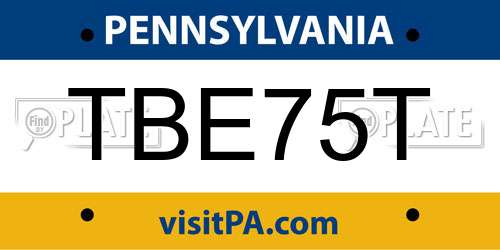 TBE75T Pennsylvania License Plate
