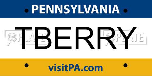 TBERRY Pennsylvania License Plate