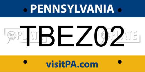 TBEZ02 Pennsylvania License Plate