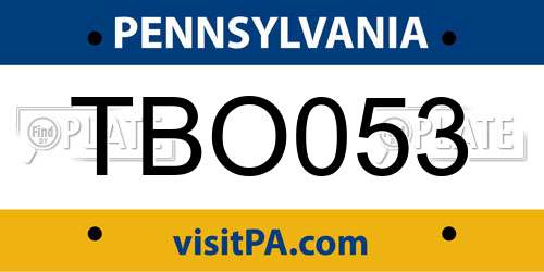 TBO053 Pennsylvania License Plate