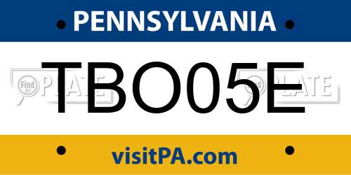 TBO05E Pennsylvania License Plate