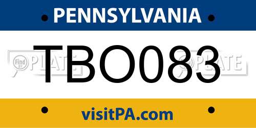 TBO083 Pennsylvania License Plate