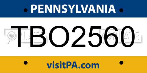 TBO2560 Pennsylvania License Plate