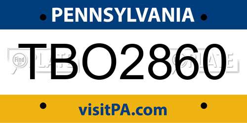 TBO2860 Pennsylvania License Plate