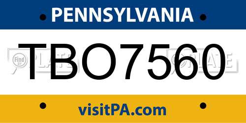 TBO7560 Pennsylvania License Plate