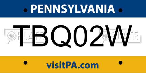 TBQ02W Pennsylvania License Plate