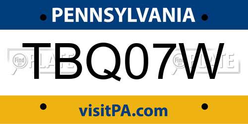 TBQ07W Pennsylvania License Plate