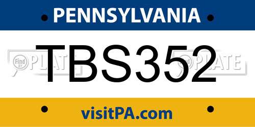 TBS352 Pennsylvania License Plate