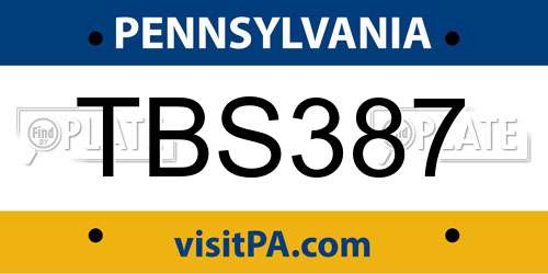 TBS387 Pennsylvania License Plate