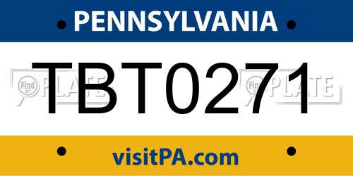 TBT0271 Pennsylvania License Plate