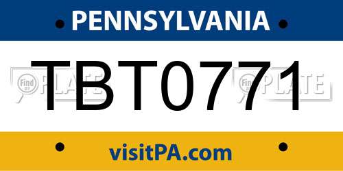 TBT0771 Pennsylvania License Plate