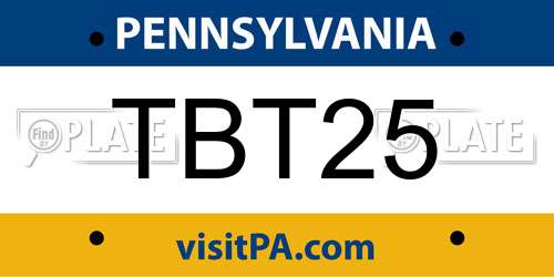 TBT25 Pennsylvania License Plate