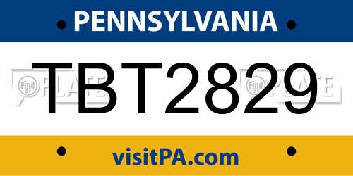 TBT2829 Pennsylvania License Plate