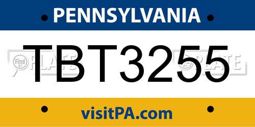 TBT3255 Pennsylvania License Plate