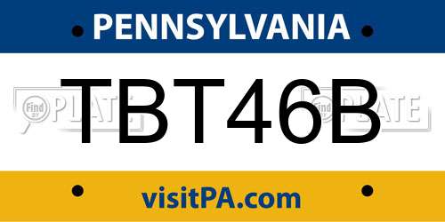 TBT46B Pennsylvania License Plate