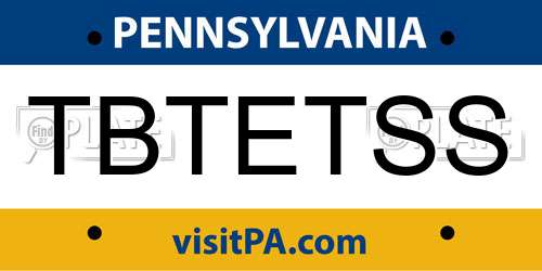 TBTETSS Pennsylvania License Plate