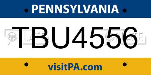 TBU4556 Pennsylvania License Plate