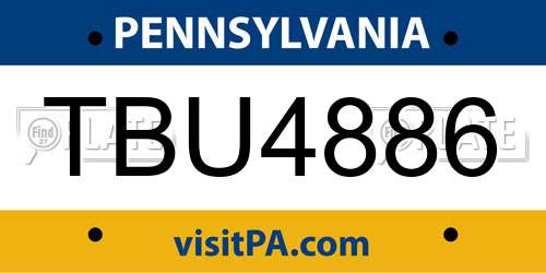 TBU4886 Pennsylvania License Plate