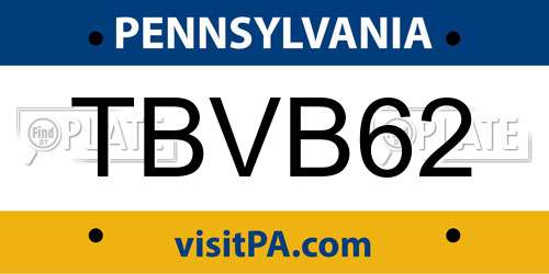 TBVB62 Pennsylvania License Plate