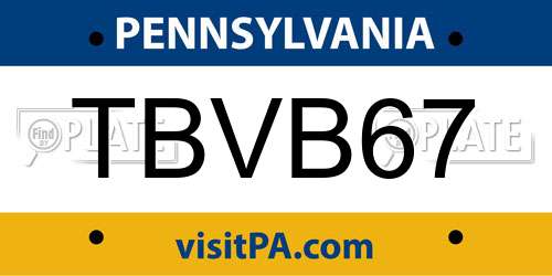 TBVB67 Pennsylvania License Plate