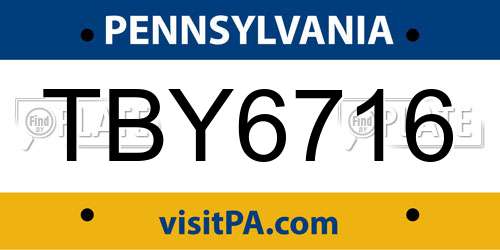 TBY6716 Pennsylvania License Plate