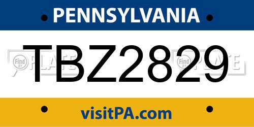 TBZ2829 Pennsylvania License Plate