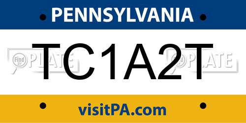TC1A2T Pennsylvania License Plate