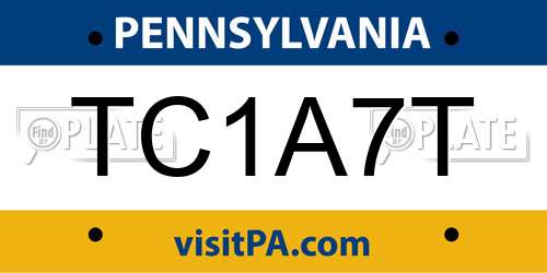 TC1A7T Pennsylvania License Plate