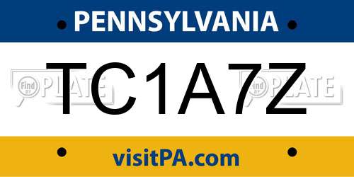 TC1A7Z Pennsylvania License Plate