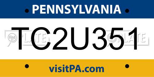 TC2U351 Pennsylvania License Plate