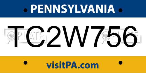 TC2W756 Pennsylvania License Plate
