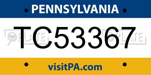 TC53367 Pennsylvania License Plate